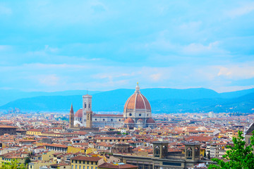 Fototapeta na wymiar Florence panorama with Palazzo Vecchio and Santa Maria del Fiore