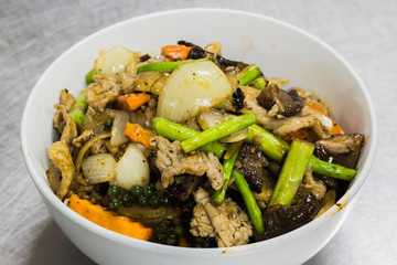 Fried pork with black pepper