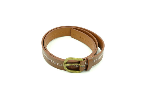 Leather belts isolate on white background