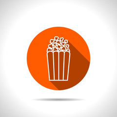 Vector popcorn orange icon with flat shadow