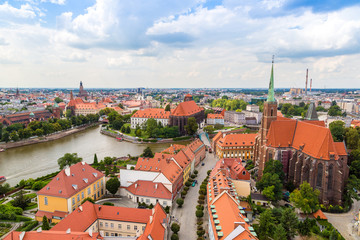 Fototapeta na wymiar Aerial view of Wroclaw