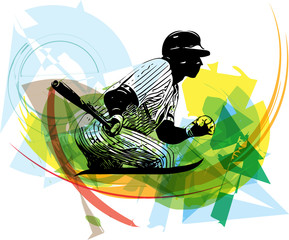 Fototapeta premium Illustration of baseball player playing