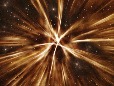 Explosion of supernova in deep space