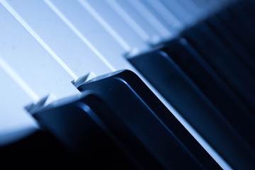 Closeup of piano keyboard