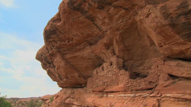 An ancient Native American cliff dwelling in Utah.