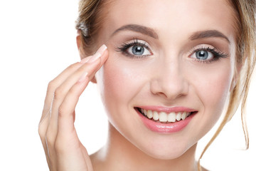 Obraz premium Studio shot of a beautiful young woman with perfect skin against