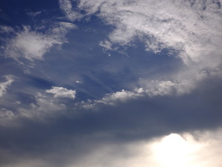 Obraz premium cloudy blue sky and the sun beam