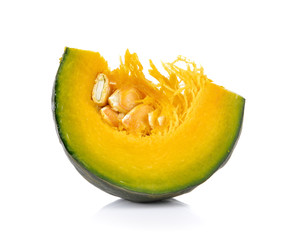 Sliced pumpkin isolated on white background