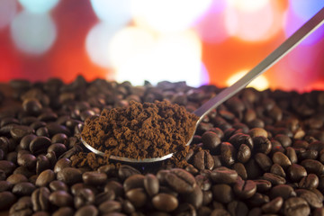 Coffee Beans On Blur Background