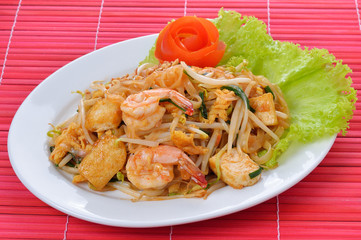 Pad thai shrimp is noodle food Thai Style.