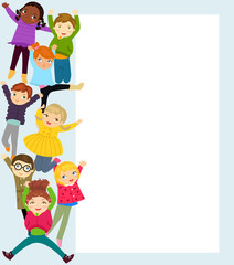 Obraz premium Group of children and banner