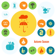 Set of Flat Autumn Icons