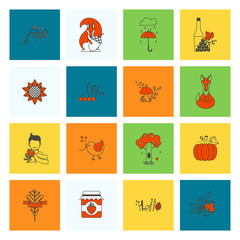 Obraz na płótnie Canvas Set of Flat Autumn Icons