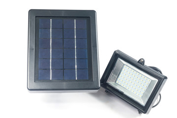 Solar panels with Spotlights isolate on white

