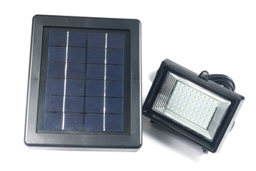 Solar panels with Spotlights isolate on white

