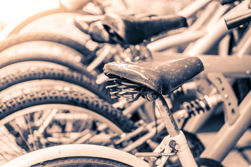 Selective focus point on bicycle - vintage filter effect