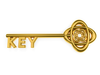 GoldenKey 3d render  isolated on white background