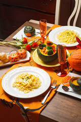 かぼちゃクリームのフェットチーネ