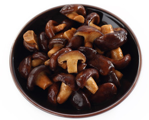 Shiitake fresh mushrooms fried.