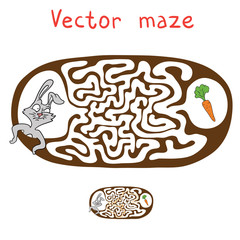 Fototapeta premium Vector Maze, Labyrinth with Rabbit and Carrot.