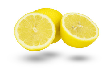 Whole lemon and two half slices.