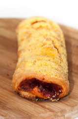 Pastry with corn flour and topped with peppers