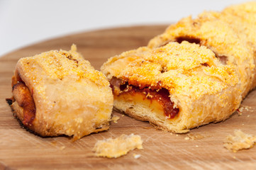 Sliced pastry baked in corn flour