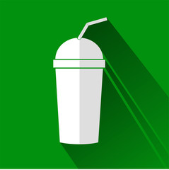 flat icon of Drink Glass with shadow, at green background