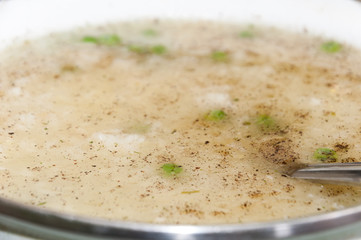 Rice risotto in the metal bowl