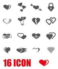 Vector grey heart icon set