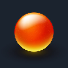 Red and yellow sphere on black background
