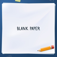Illustration of blank paper with yellow pencil