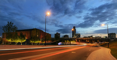 Centrum of Katowice in the ewening. © velishchuk