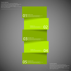Infographic templete with motif of bar divided to five parts