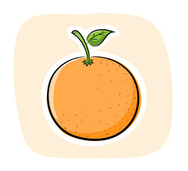 Orange Icon, a hand drawn vector illustration of an orange icon, the sketch, main colors, white outline, and the background are on separate groups for easy editing.