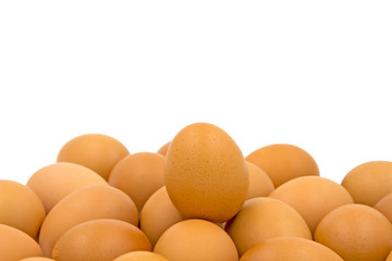 Eggs isolated on white background.Selective focus