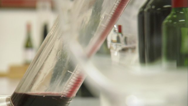 Winemakers chemistry laboratory testing wines in lab Measurement alcohol content density malic acid red grape colour residual sugar sulfur dioxide pH of grapes acidity in wine.
