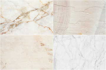 Set of four shots marble (brown, white marble) and sandstone, textures (high resolution) for background and design.