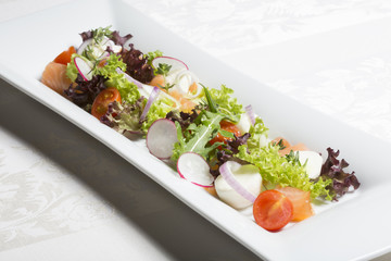Fresh mixed salad with salmon