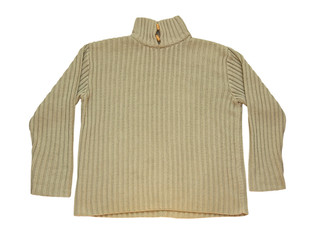 Winter beige wool pullower.Isolated.