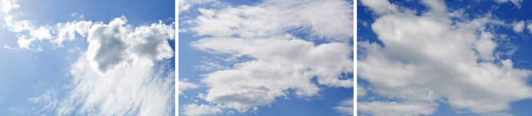 Set of sky banners with white clouds