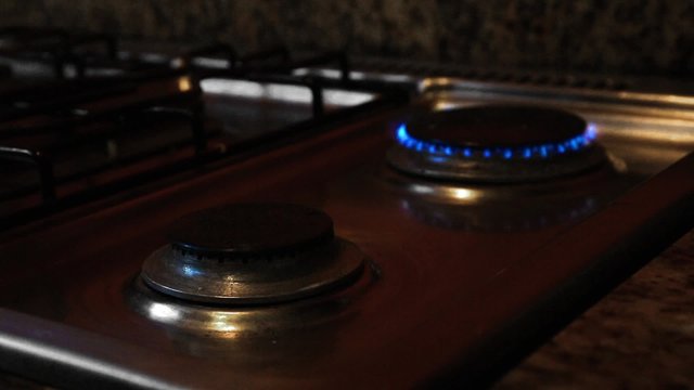 Gas burning from a kitchen gas stove
