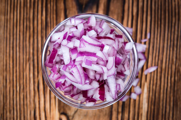 Portion of diced Red Onions
