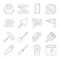 Building line icons set