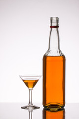 Red Wine bottle and glass on white background