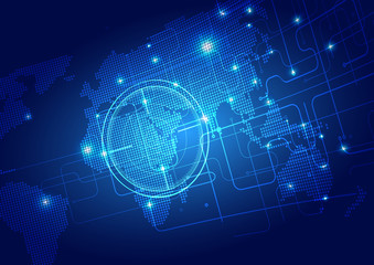 World Map with Technology Background