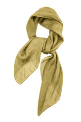 Silk scarf. Yellow silk scarf isolated on white background
