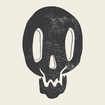 Print depicting a skull. Illustration poster.