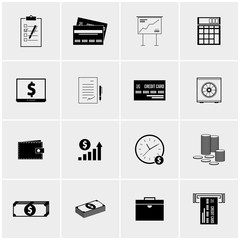 Black and white set of icons