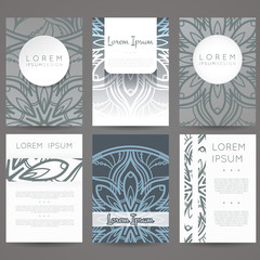 Set of vector design templates. Brochures in random colorful